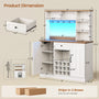 Sikaic Storage Cabinet 44" Wide Coffee Station with Power Outlet & LED Lighting White White / Engineered Wood / Farmhouse