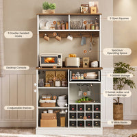 Sikaic Storage Cabinet 57.5" Tall Farmhouse Coffee Bar Cabinet with Storage White White / Engineered Wood / Farmhouse