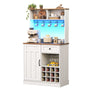 Sikaic Storage Cabinet 57.5" Tall Farmhouse Coffee Bar Cabinet with Storage White White / Engineered Wood / Farmhouse