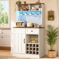 Sikaic Storage Cabinet 57.5" Tall Farmhouse Coffee Bar Cabinet with Storage White White / Engineered Wood / Farmhouse