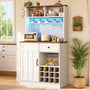 Sikaic Storage Cabinet 57.5" Tall Farmhouse Coffee Bar Cabinet with Storage White White / Engineered Wood / Farmhouse