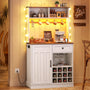 Sikaic Storage Cabinet 57.5" Tall Farmhouse Coffee Bar Cabinet with Storage White White / Engineered Wood / Farmhouse