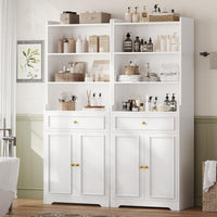 Sikaic Storage Cabinet 2PCS 73.2 Inches Storage Cabinets with Doors and Drawer White White / Engineered Wood / Modern