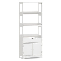 Sikaic Storage Cabinet 64 Inches Freestanding Storage Cabinet Furniture White White / Engineered Wood / Modern