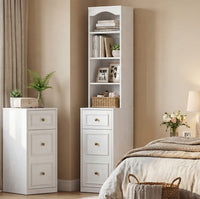 Sikaic Storage Cabinet 67 Inch Tall Bathroom Storage Cabinet with 4 Shelves White White / Engineered Wood / Modern