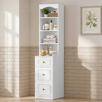 Sikaic Storage Cabinet 67 Inch Tall Bathroom Storage Cabinet with 4 Shelves White White / Engineered Wood / Modern