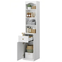 Sikaic Storage Cabinet 67 Inch Tall Bathroom Storage Cabinet with 4 Shelves White White / Engineered Wood / Modern