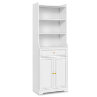Sikaic Storage Cabinet 73.2 Inches Storage Cabinets with Doors and Drawer White White / Engineered Wood / Modern