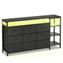 Sikaic TV Stands 60 Inches LED TV Stand Dresser with Charging Station Black Black / Engineered Wood / Modern