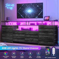 Sikaic TV Stands 63 inch LED TV Stand Dresser Black Black / Engineered Wood / Modern