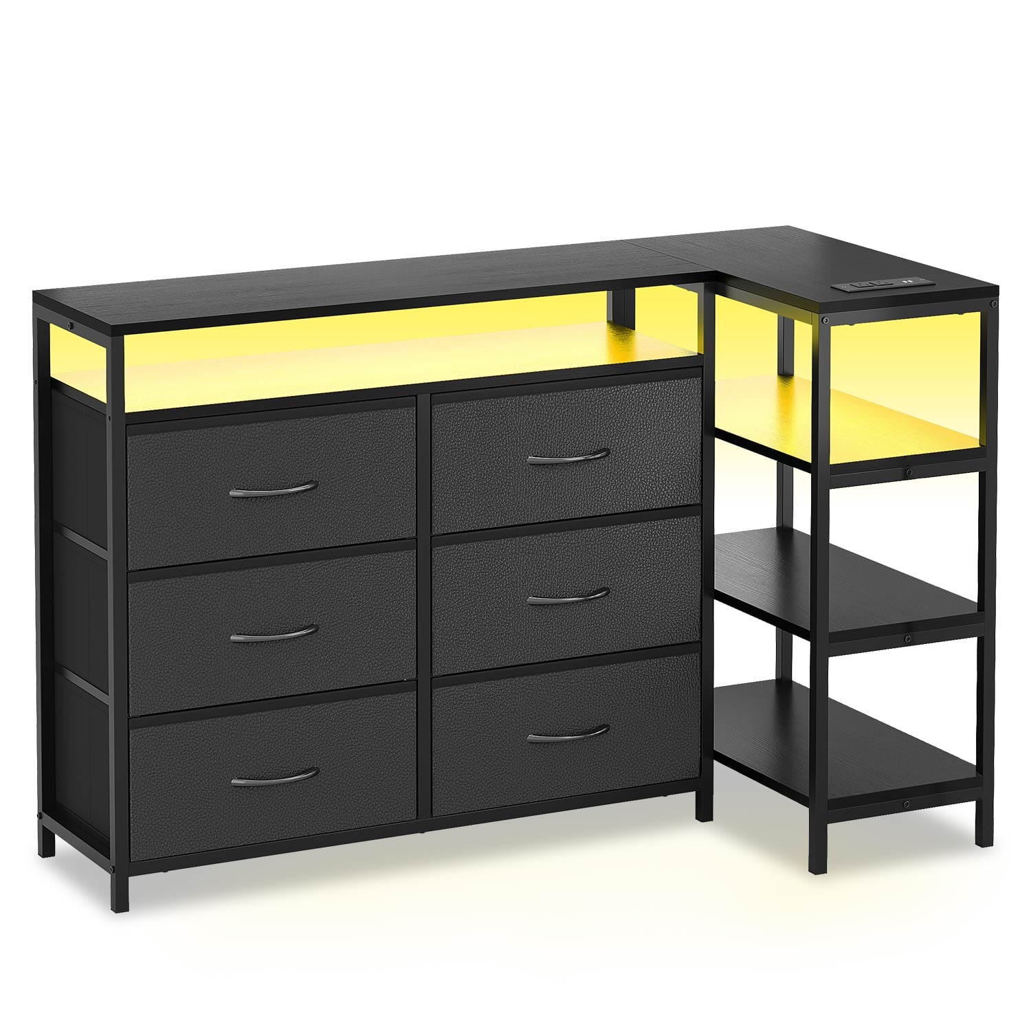 Corner L Shaped LED TV Stand Convertible Dresser Black Corner L Shaped LED TV Stand Convertible Dresser Black
