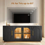 Sikaic TV Stands Sikaic Arched TV Stand with Glass Doors & LED Lighting Matte Black Black / Engineered Wood / Modern