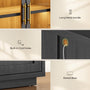 Sikaic TV Stands Sikaic Arched TV Stand with Glass Doors & LED Lighting Matte Black Black / Engineered Wood / Modern