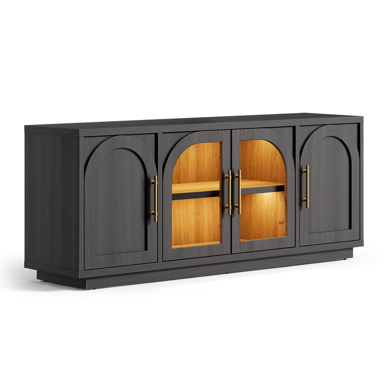 Arched TV Stand with Glass Doors