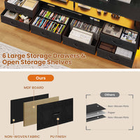 Sikaic TV Stands TV Stand with LED Lights and Power Outlets Black Black / Engineered Wood / Modern