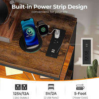 Sikaic TV Stands 60 Inches LED TV Stand with Charging Station and 9 PU & Fabric Drawers Brown Brown / Engineered Wood / Modern