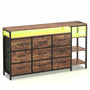 Sikaic TV Stands 60 Inches LED TV Stand with Charging Station Brown Brown / Engineered Wood / Modern