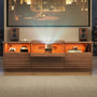Sikaic TV Stands Sikaic 63in TV Stand with LED Light Strips and Tempered Glass for Projector Brown Brown / Engineered Wood / Modern