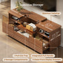 Sikaic TV Stands Sikaic 63in TV Stand with LED Light Strips and Tempered Glass for Projector Brown Brown / Engineered Wood / Modern