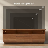 Sikaic TV Stands Sikaic 63in TV Stand with LED Light Strips and Tempered Glass for Projector Brown Brown / Engineered Wood / Modern