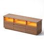 Sikaic TV Stands Sikaic 63in TV Stand with LED Light Strips and Tempered Glass for Projector Brown Brown / Engineered Wood / Modern