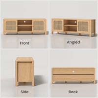 Sikaic TV Stands Sikaic Boho Rattan TV Stand with Adjustable Shelves Natural Natural / Engineered Wood/Rattan / Boho