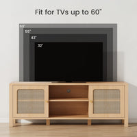 Sikaic TV Stands Sikaic Boho Rattan TV Stand with Adjustable Shelves Natural Natural / Engineered Wood/Rattan / Boho