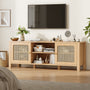 Sikaic TV Stands Sikaic Boho Rattan TV Stand with Adjustable Shelves Natural Natural / Engineered Wood/Rattan / Boho
