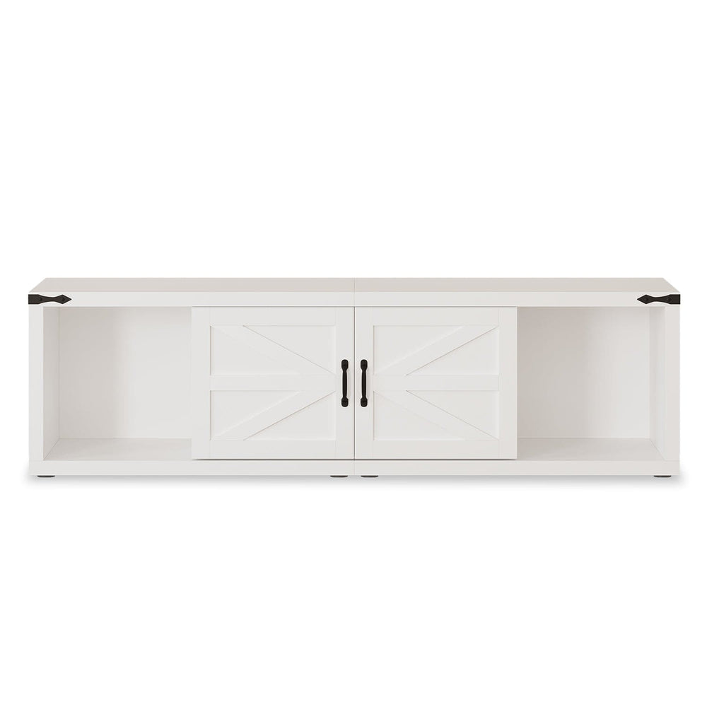 Sikaic TV Stands 86 Inches Deformable TV Stand with Storage White White / Engineered Wood / Farmhouse