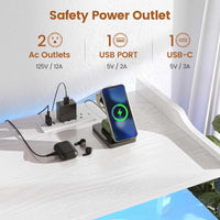 Sikaic TV Stands 63 Inches TV Stand Dresser with LED Lights and Charging Station White White / Engineered Wood / Modern