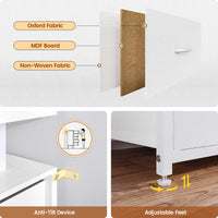 Sikaic TV Stands 63 Inches TV Stand Dresser with LED Lights and Charging Station White White / Engineered Wood / Modern