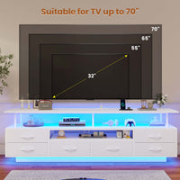 Sikaic TV Stands TV Stand with LED Lights and Power Outlets White White / Engineered Wood / Modern