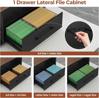 Sikaic 71 in Reversible L Shaped Executive Desk with Widen File Drawers and Power Outlets Walnut Brown Walnut Brown / Engineered Wood / Modern