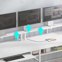 Sikaic L Shaped Reversible Gaming Desk with Power Outlets LED Strip White