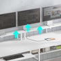 Sikaic L Shaped Reversible Gaming Desk with Power Outlets LED Strip White