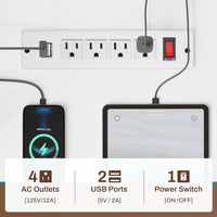 Sikaic L Shaped Reversible Gaming Desk with Power Outlets LED Strip White