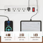 Sikaic L Shaped Reversible Gaming Desk with Power Outlets LED Strip White