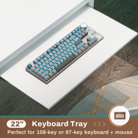 Sikaic L Shaped Reversible Gaming Desk with Power Outlets LED Strip White