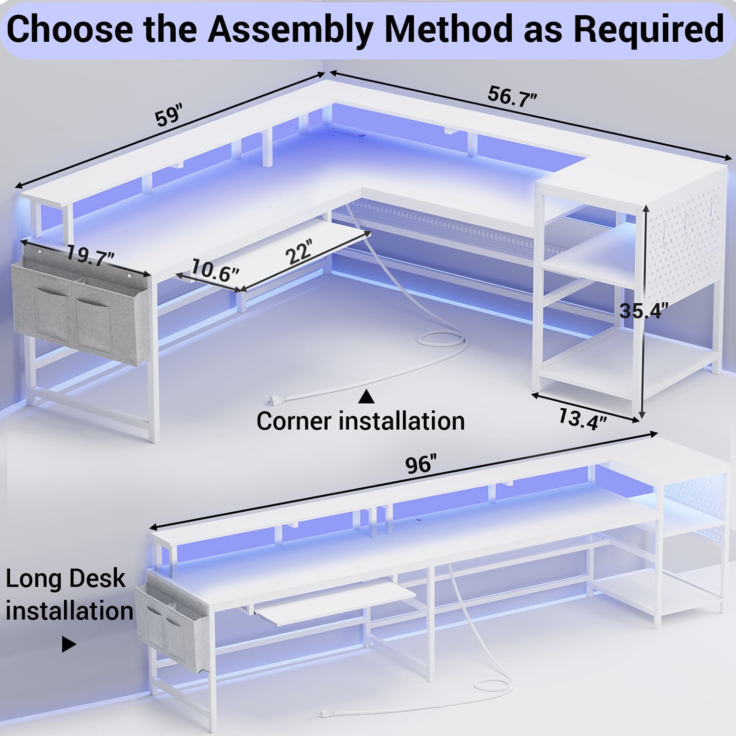 Computer Desk Reverse L 96