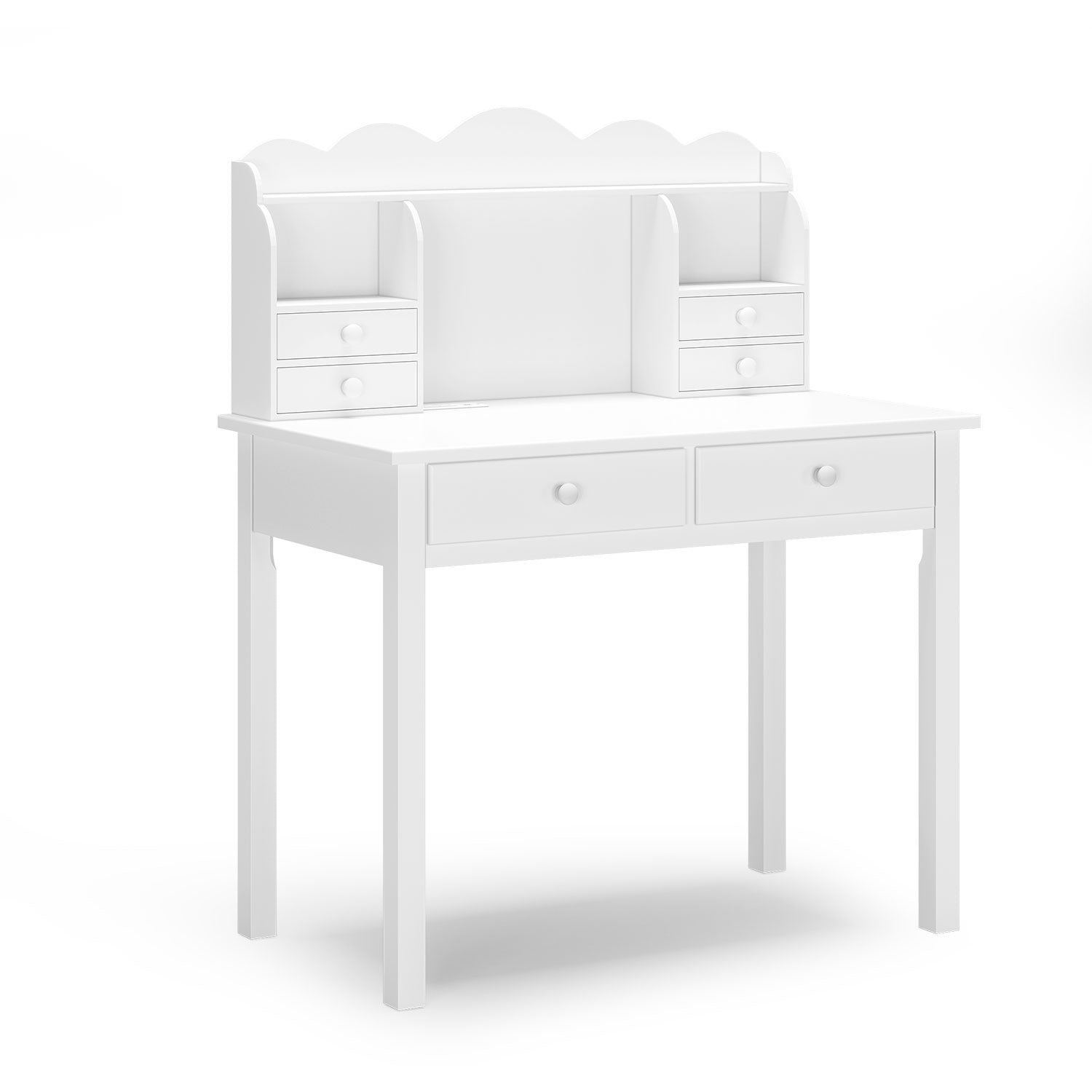 Sikaic Writing Desk Writing Desk Makeup with 6 Drawers and USB Ports White Modern